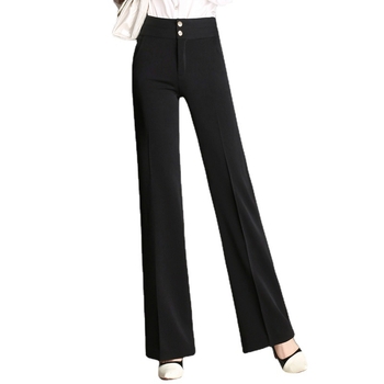 Moteriškės aukšto juosmens tiesaus kirpimo kelnytės, lengvas acetato ir poliesterio mišinys, japonų-korejiečių laisvas stilius