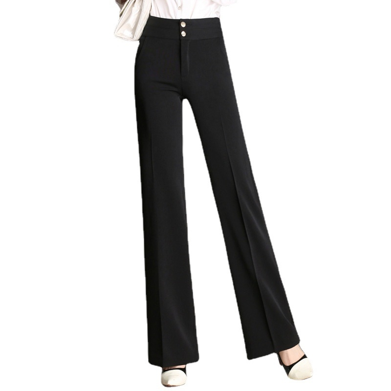 Moteriškės aukšto juosmens tiesaus kirpimo kelnytės, lengvas acetato ir poliesterio mišinys, japonų-korejiečių laisvas stilius