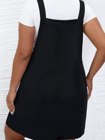 Φόρεμα χωρίς μανίκια με τιράντες πίσω, μονόχρωμο, ψηλή μέση, μίγμα πολυεστέρα-ελαστάν, pull-over στυλ – ιαπωνικο-κορεατικό casual