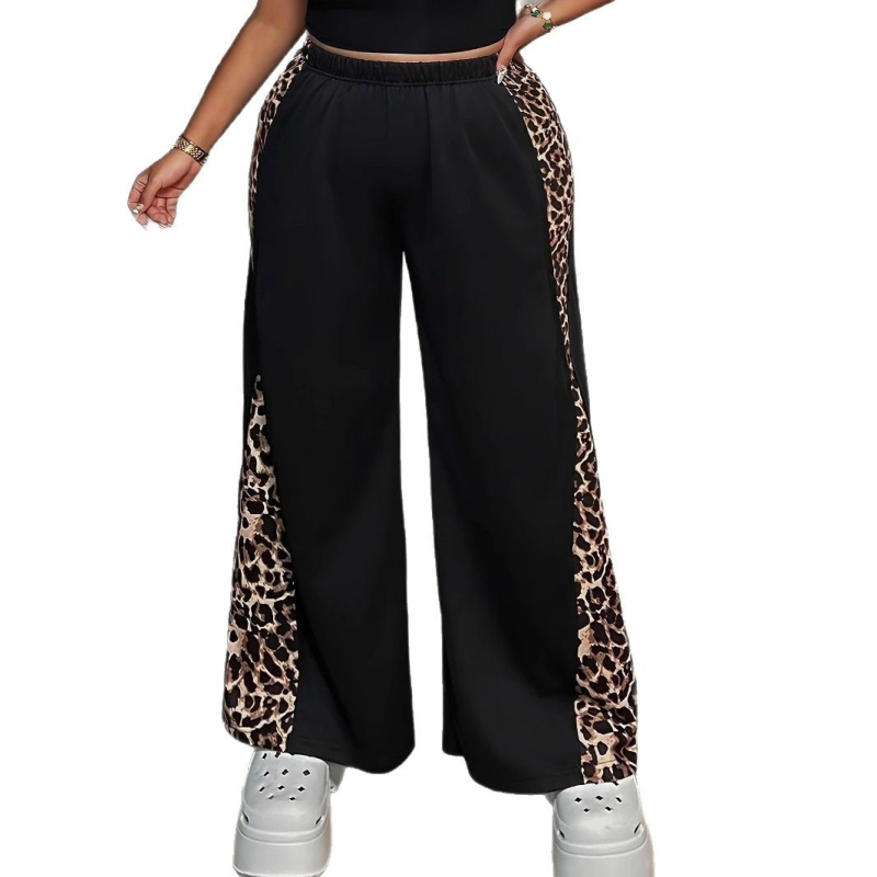 Mofanya plačios poliesterio kelnės, japonų/korejiečių laisvalaikio stilius, 95%+ poliesterio, vasara 2025