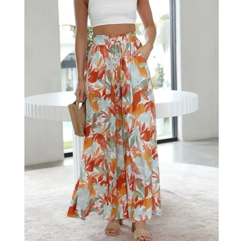 Печатни широки панталони с висока талия, 80-90% полиестер, уличен хип-хоп стил