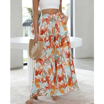 Печатни широки панталони с висока талия, 80-90% полиестер, уличен хип-хоп стил