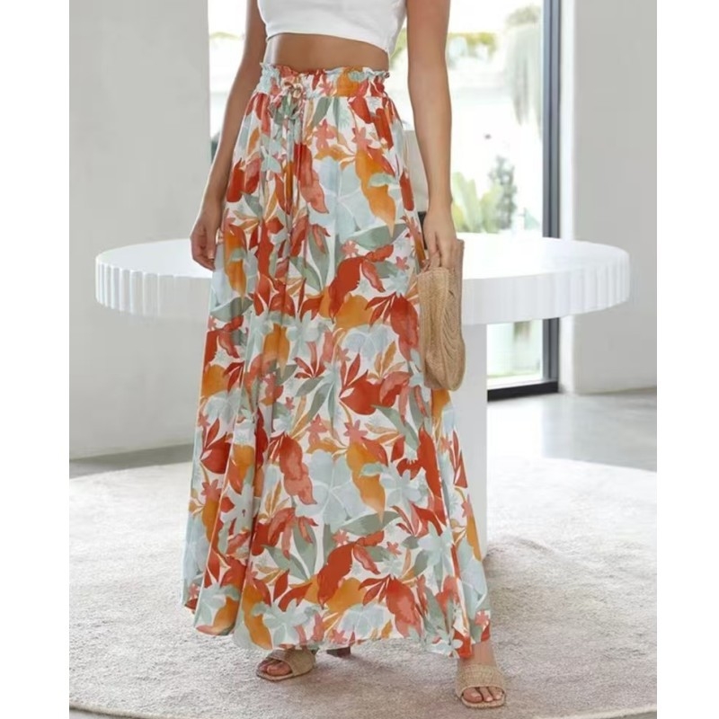 Печатни широки панталони с висока талия, 80-90% полиестер, уличен хип-хоп стил