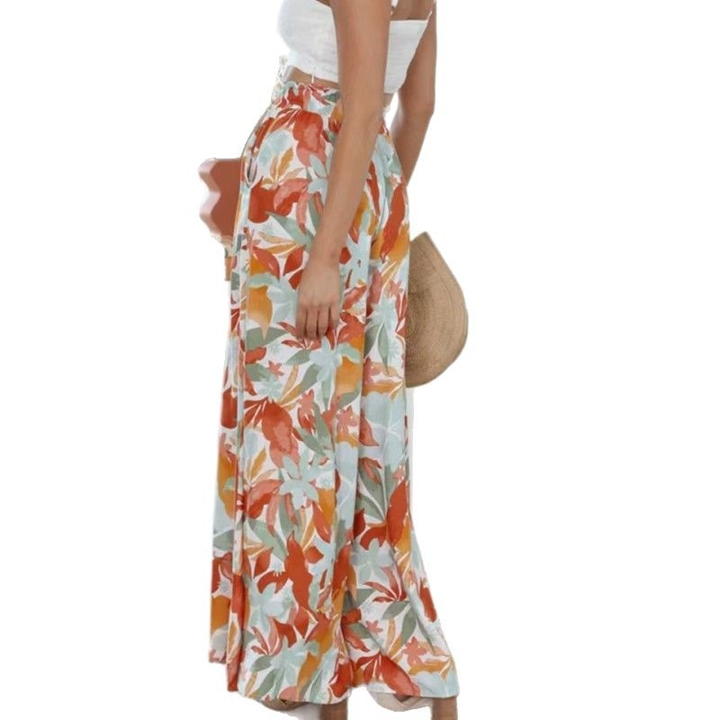 Печатни широки панталони с висока талия, 80-90% полиестер, уличен хип-хоп стил