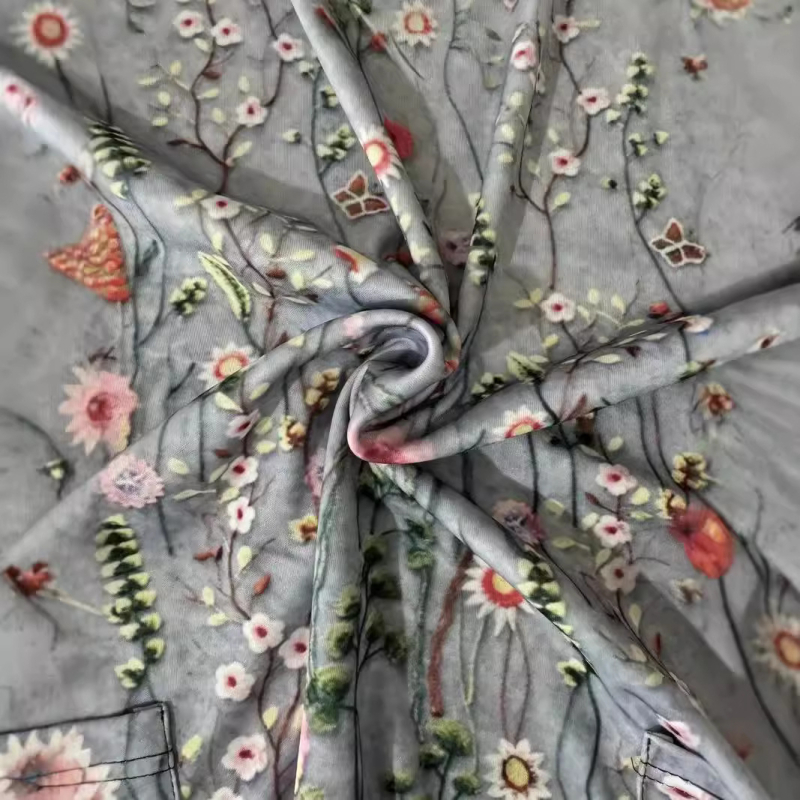 Uniformă de asistentă medicală cu imprimeu floral 3D, decolteu în V, mâneci scurte, buzunare duble