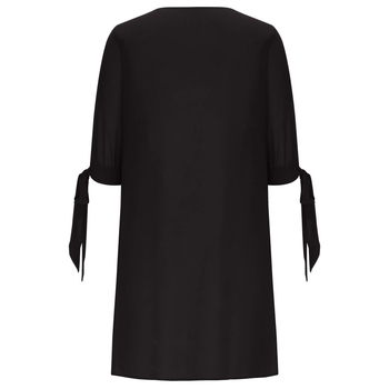 Φόρεμα με V-λαιμόκοψη, Α-γραμμή, Μακρυμάνικο, Μονόχρωμο, Πολυεστέρας 95%+