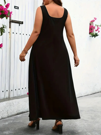 Плетена рокля без ръкави, А-линия силует, квадратно деколте, полиестер 95%+