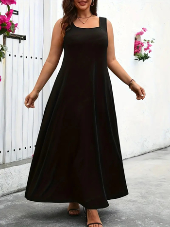 Плетена рокля без ръкави, А-линия силует, квадратно деколте, полиестер 95%+