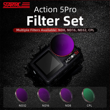 SET FILTRI STARTRC pentru DJI Action5 Pro: Filtru impermeabil, Polarizator CPL și Filtru ND — Cadru din aliaj de aluminiu + sticlă