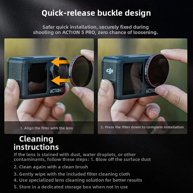 STARTRC Sada filtrov pre DJI Action5 Pro: vodotesný filter, CPL Polarizátor a ND Filter — rám z hliníkovej zliatiny + sklo