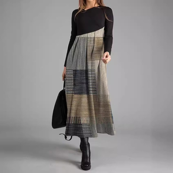 Πολυεστερικό ύφασμα, εκτύπωση σε χρωματική αντιστοίχιση, φόρεμα με εκτύπωση, μακρύ φόρεμα σε γραμμή Α