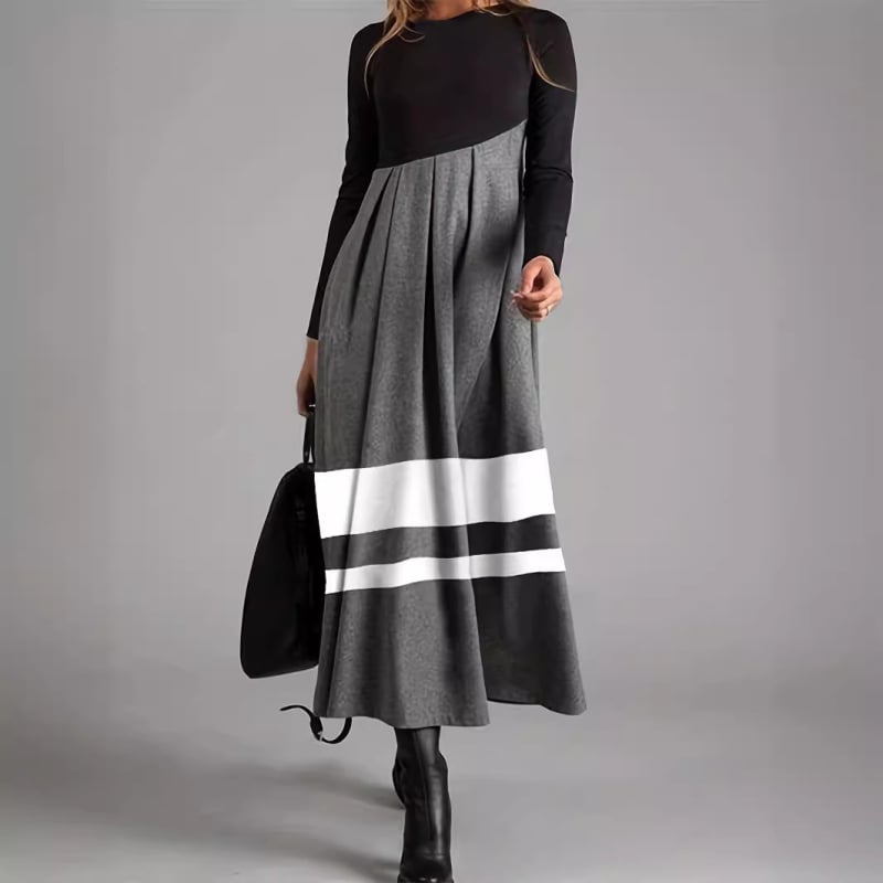 Πολυεστερικό ύφασμα, εκτύπωση σε χρωματική αντιστοίχιση, φόρεμα με εκτύπωση, μακρύ φόρεμα σε γραμμή Α