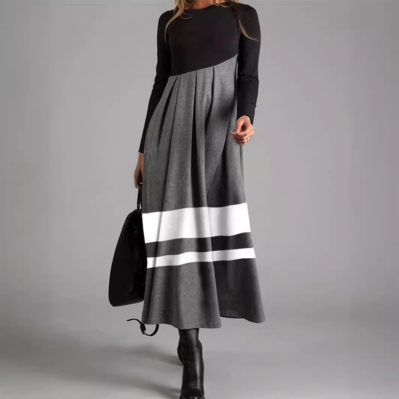 Πολυεστερικό ύφασμα, εκτύπωση σε χρωματική αντιστοίχιση, φόρεμα με εκτύπωση, μακρύ φόρεμα σε γραμμή Α