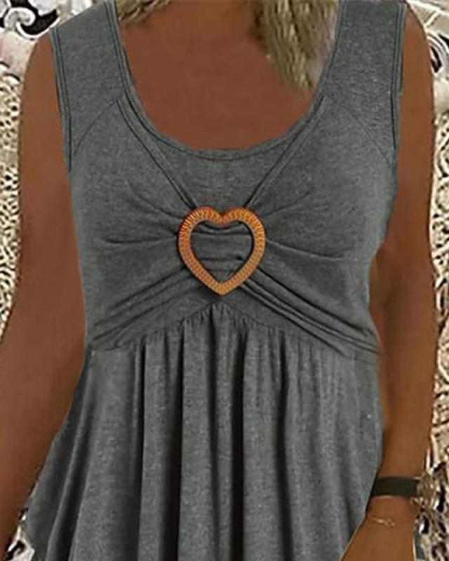 Безръкавна рокля с U‑образно деколте, рюшено слоеста конструкция, A‑линия, midi дължина, полиестер с еластан (<30%)