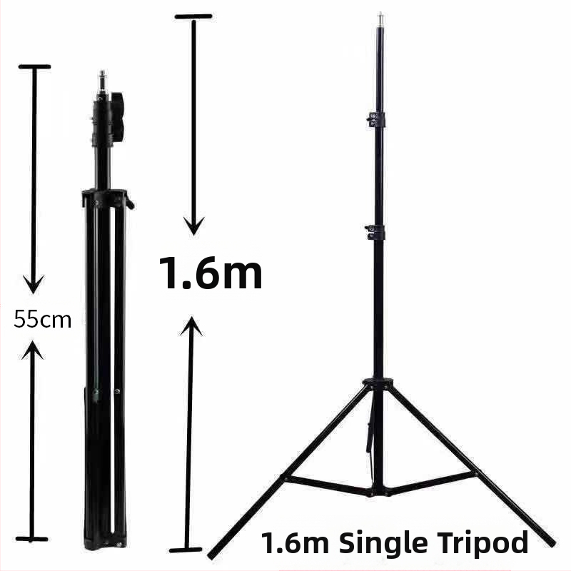 1.6 м телескопичен метален видео трипод и осветителна стойка за видеозаснемане, сгънат до 55 см