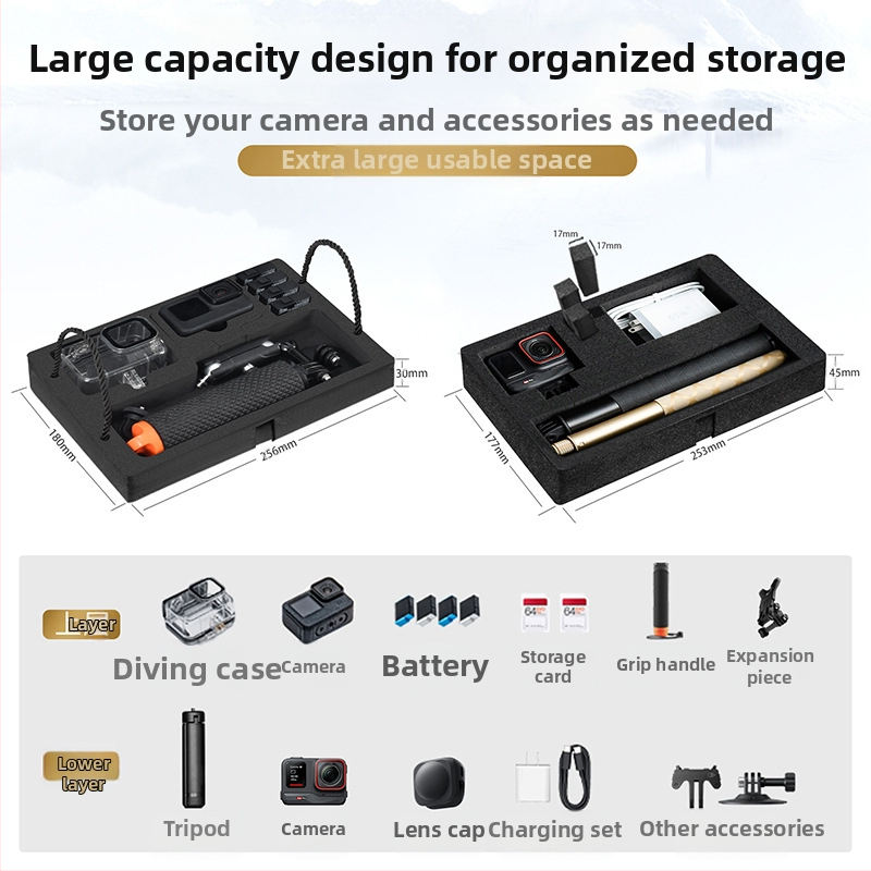 PP материална кутия за съхранение на камера с паролно заключване, 10 л, IP67 водоустойчива, съвместима с GoPro HERO, DJI Action Pocket и Shadow Stone Ace Pro