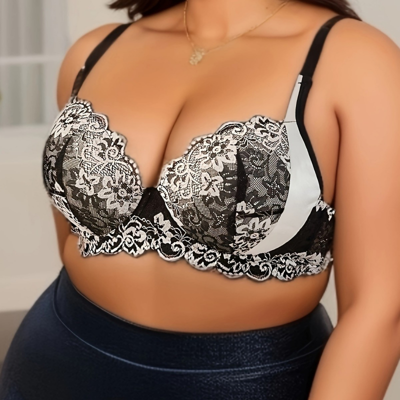 Δαντελένιο σουτιέν με μεταλλική υποστήριξη, ευρωπαϊκό-αμερικάνικο στυλ, μεσαίες προμορφωμένες κάψες, βασικό ύφασμα νάιλον, επένδυση νάιλον, περιεχόμενο επένδυσης 50–70%