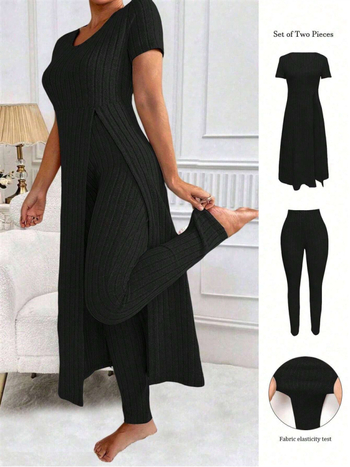 Női poliészter nadrágkosztüm, 3/4 ujjak, városi stílus, poliészter-tartalom 30–50%, 2024 ősz