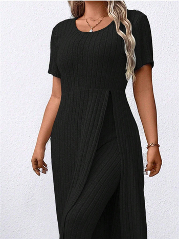 Női poliészter nadrágkosztüm, 3/4 ujjak, városi stílus, poliészter-tartalom 30–50%, 2024 ősz