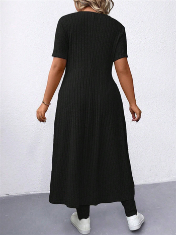 Női poliészter nadrágkosztüm, 3/4 ujjak, városi stílus, poliészter-tartalom 30–50%, 2024 ősz