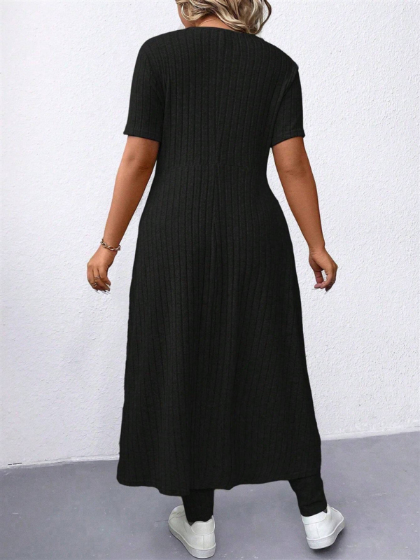 Női poliészter nadrágkosztüm, 3/4 ujjak, városi stílus, poliészter-tartalom 30–50%, 2024 ősz