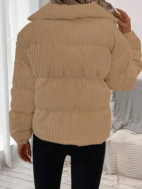 Jachetă din bumbac cu umplutură poliester-bumbac, țesătură poliester, lungime standard, mâneci lungi, guler înalt