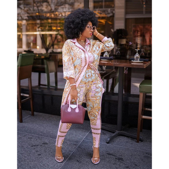 Σετ δύο τεμαχίων με μπλούζα και φούστα – φλοράλ εκτύπωση, μακρύ μανίκι, πολυεστερικό ύφασμα (κύριο 100%, επένδυση 71–80%), φθινόπωρο 2021