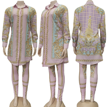 Σετ δύο τεμαχίων με μπλούζα και φούστα – φλοράλ εκτύπωση, μακρύ μανίκι, πολυεστερικό ύφασμα (κύριο 100%, επένδυση 71–80%), φθινόπωρο 2021