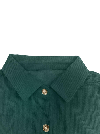 Риза Corduroy с дълги ръкави, лафел яка, свободна кройка, полиестер 50-70%