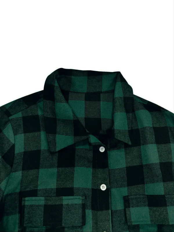 Ženska košulna jakna s prugama i šahovnicastim uzorkom, poliester, tie-dye, polo ovratnik, japansko-korejski ležerni stil