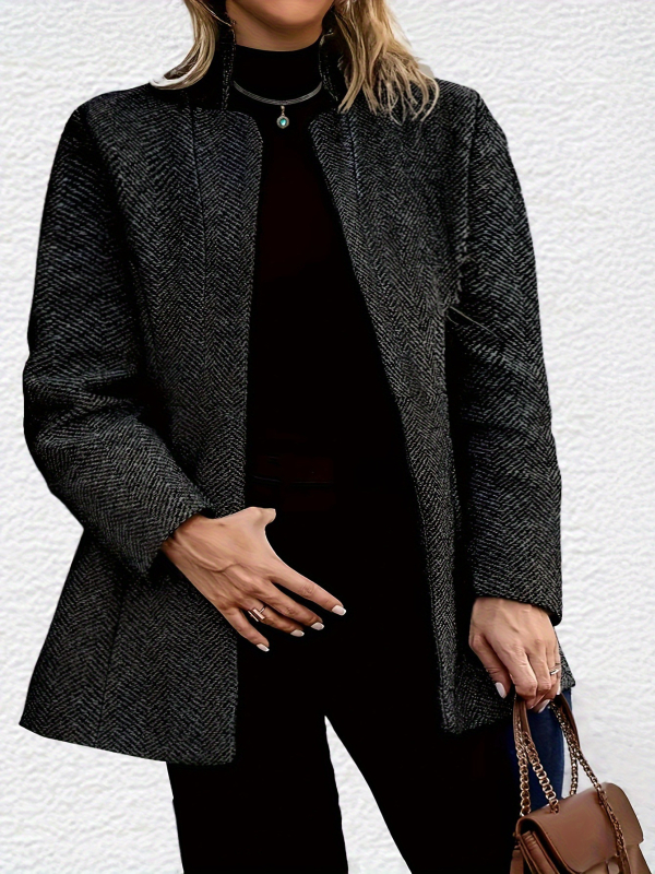 Γυναικείο μπουφάν με ψηλό γιακά, 100% πολυεστέρας, μακριά μανίκια, μεσαίου μήκους, στενή γραμμή