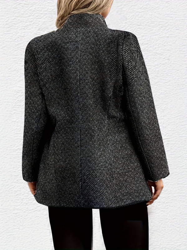 Γυναικείο μπουφάν με ψηλό γιακά, 100% πολυεστέρας, μακριά μανίκια, μεσαίου μήκους, στενή γραμμή