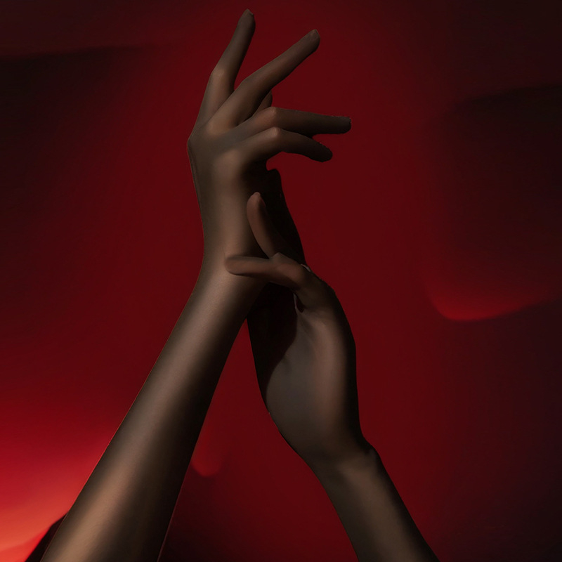 Найлонови ръкавици за пръсти, прозрачен декоративен аксесоар, монохромен дизайн, за жени, през всички сезони