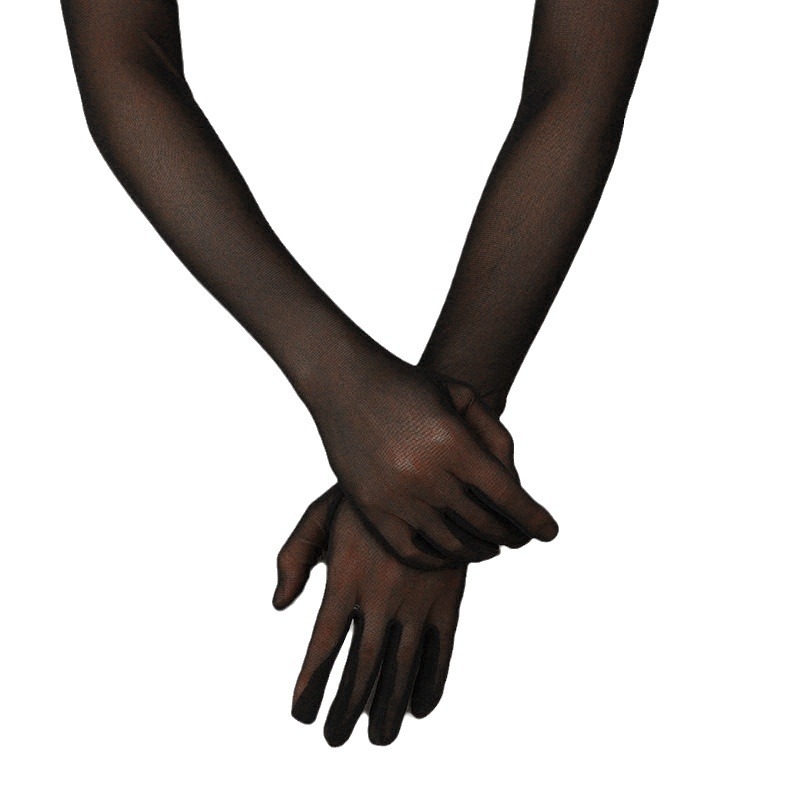 Найлонови ръкавици за пръсти, прозрачен декоративен аксесоар, монохромен дизайн, за жени, през всички сезони