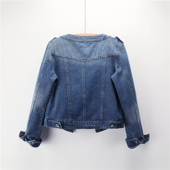 Női farmerdzseki koreai stílusban, kerek nyakú, hosszú ujjú, szűk fazon, hossz 50–65 cm, Tang Cool brands