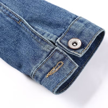 Női farmerdzseki koreai stílusban, kerek nyakú, hosszú ujjú, szűk fazon, hossz 50–65 cm, Tang Cool brands