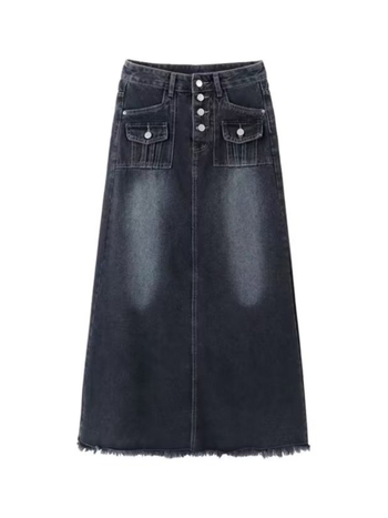 Φούστα από ντένιμ με υψηλή μέση, Α-γραμμής μίντι, φθινοπωρινή 2023