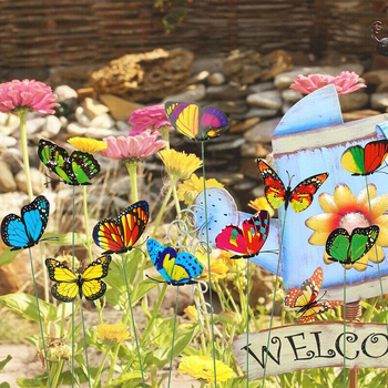 PVC πεταλούδες κήπου - σετ 50 τεμαχίων, 3D διακοσμητικά εξωτερικού κήπου, ποιμενικό στυλ, βαμμένα, βιονική κατασκευή