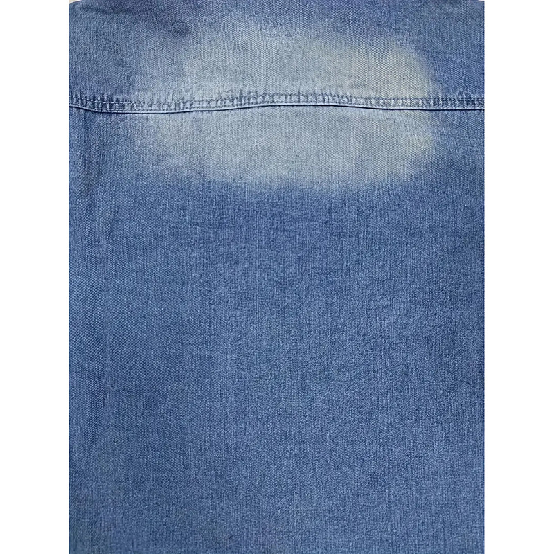 Τζιν μπουφάν για γυναίκες, χαλαρή γραμμή, μακριά μανίκια, σκισμένο σχέδιο, τετράγωνος γιακά