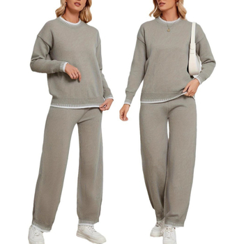 Дамски костюм с панталони в едноцветно изпълнение, дълги ръкави, колажен детайл, есен 2024, материя: полиестер 95%+ и спандекс, стил за офис