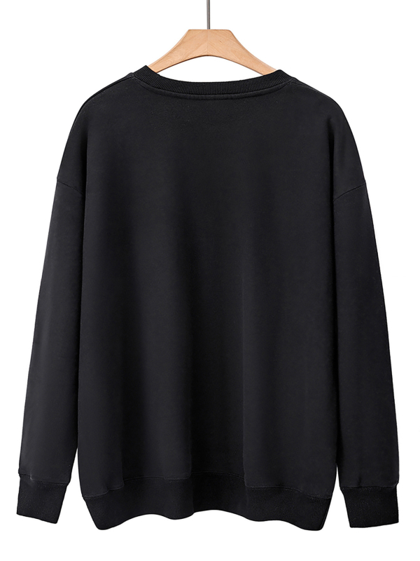 Női pamut hoodie nyomtatott betűkkel, kerek nyak, lazán szabott, hosszú ujjú – Ősz 2024