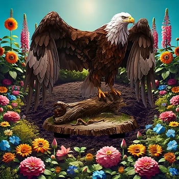 Stâlp decorativ acrilic în formă de vultur – decor exterior pentru ghivece și gazon, imprimare