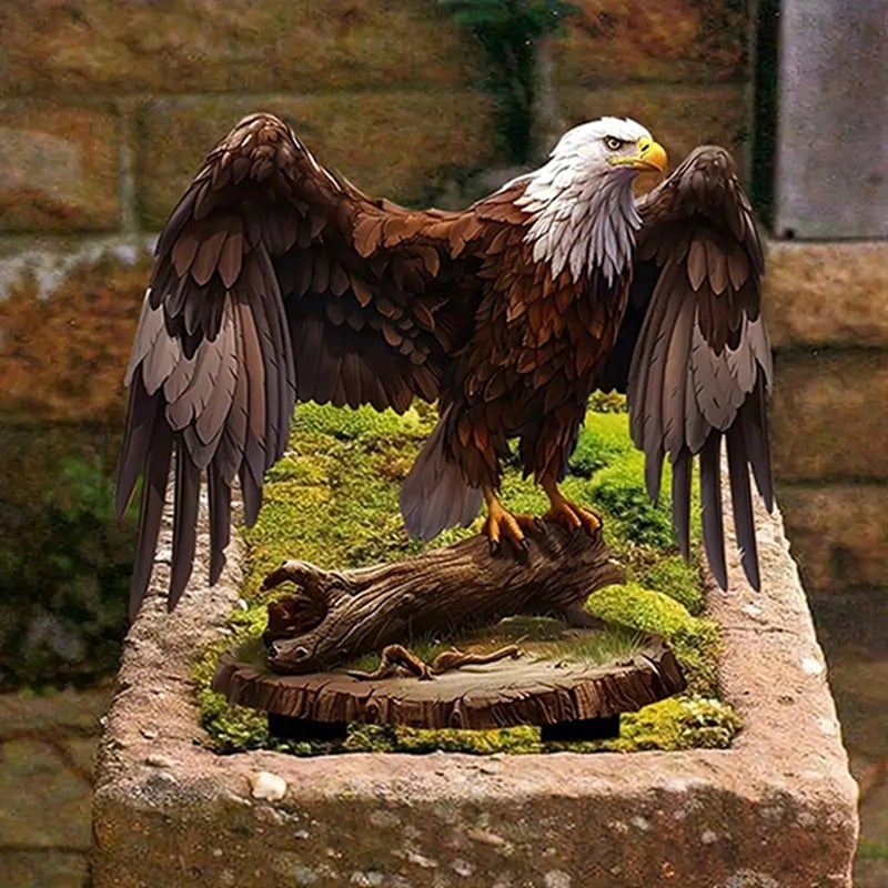 Stâlp decorativ acrilic în formă de vultur – decor exterior pentru ghivece și gazon, imprimare