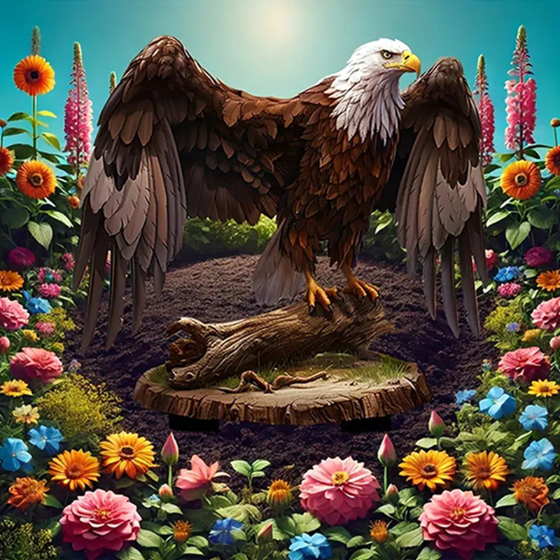 Stâlp decorativ acrilic în formă de vultur – decor exterior pentru ghivece și gazon, imprimare