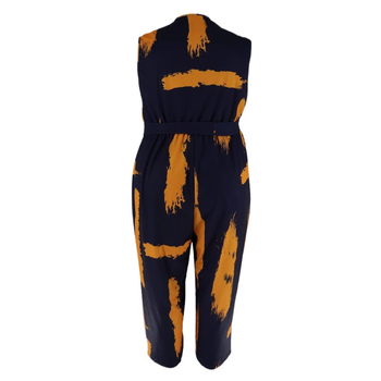 HANI Εκτυπωμένο γυναικείο σετ δύο τεμαχίων χωρίς μανίκια, παντελόνι με μήκος 9/10, πολυεστέρας-ελαστάν, κομψό καλοκαιρινό στυλ (Summer 2024)