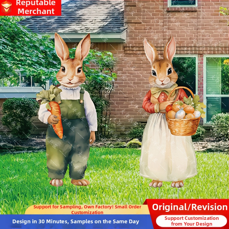 Εξωτερικό διακοσμητικό σήμα για το Πάσχα με λαγό και αυγά, ρετρό διακόσμηση κήπου, μάρκα Ocean