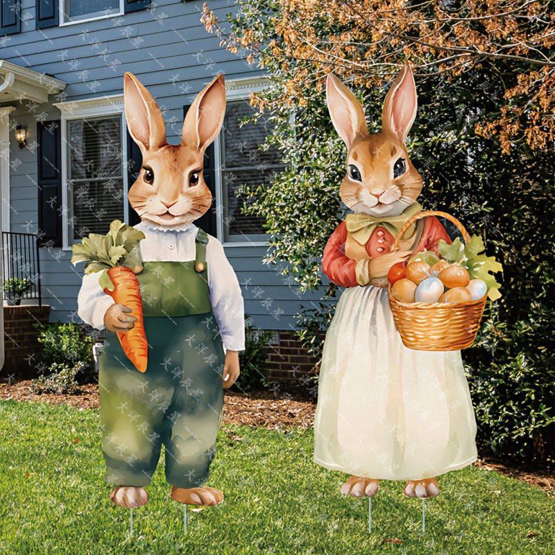 Εξωτερικό διακοσμητικό σήμα για το Πάσχα με λαγό και αυγά, ρετρό διακόσμηση κήπου, μάρκα Ocean