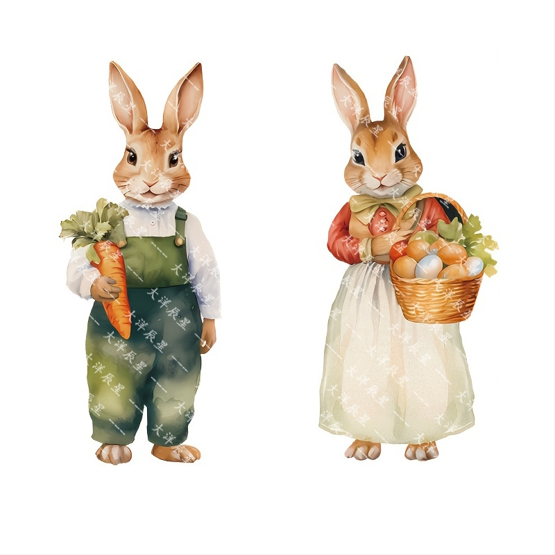 Декоративна градинска табелка за Великден: заек с яйца, ретро стил, градински декор, Ocean марка