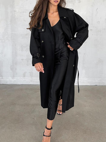 Φόρεμα με V-λαιμό, χωρίς μανίκια, λεπτό ματ σατέν, ψηλή μέση, μακριά ίσια φούστα