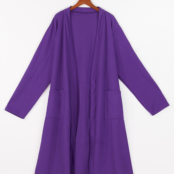 Plus-Size Πιτζάμες με ζακετάκι - Μακριά μανίκια, χωρίς γιακά, Πολυεστέρας 95–100%, Casual οικιακή ενδυμασία